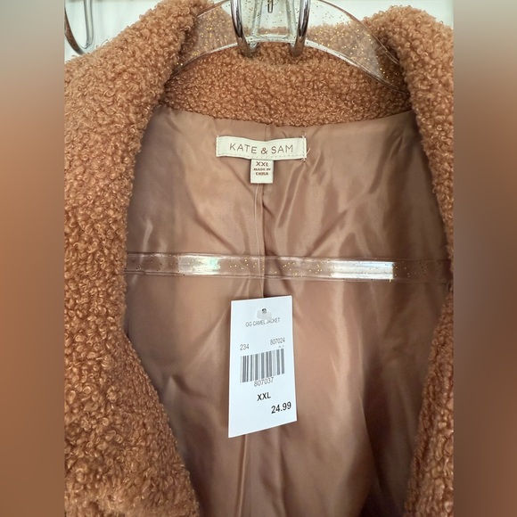 Kate & Sam Open Front Camel brown Teddy Jacket Size XXL. NWT - Picture 2 of 6